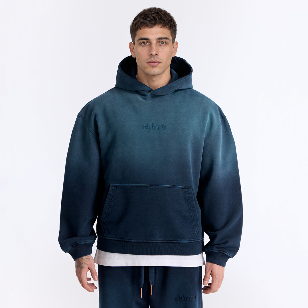 Sun Fade Lacivert Kapüşonlu Boxy Fit Sweatshirt