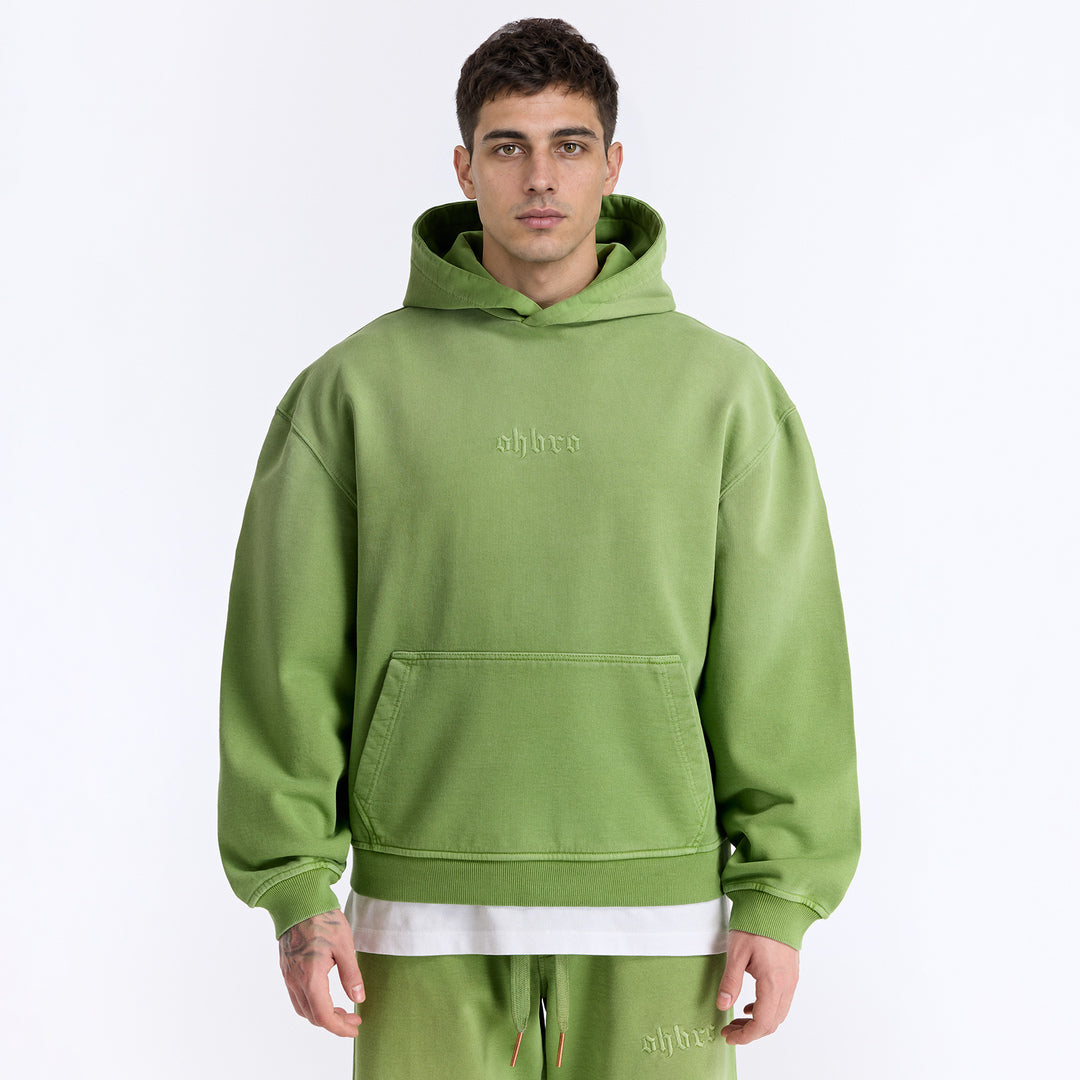 Sun Fade Yeşil Kapüşonlu Boxy Fit Sweatshirt