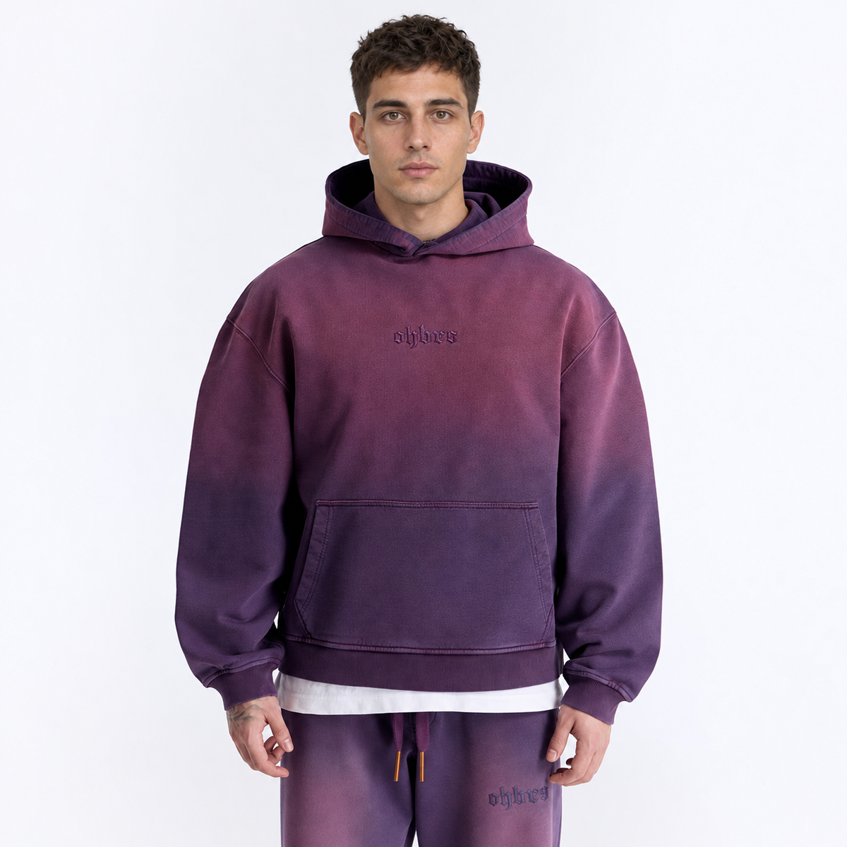Sun Fade Mor Kapüşonlu Boxy Fit Sweatshirt