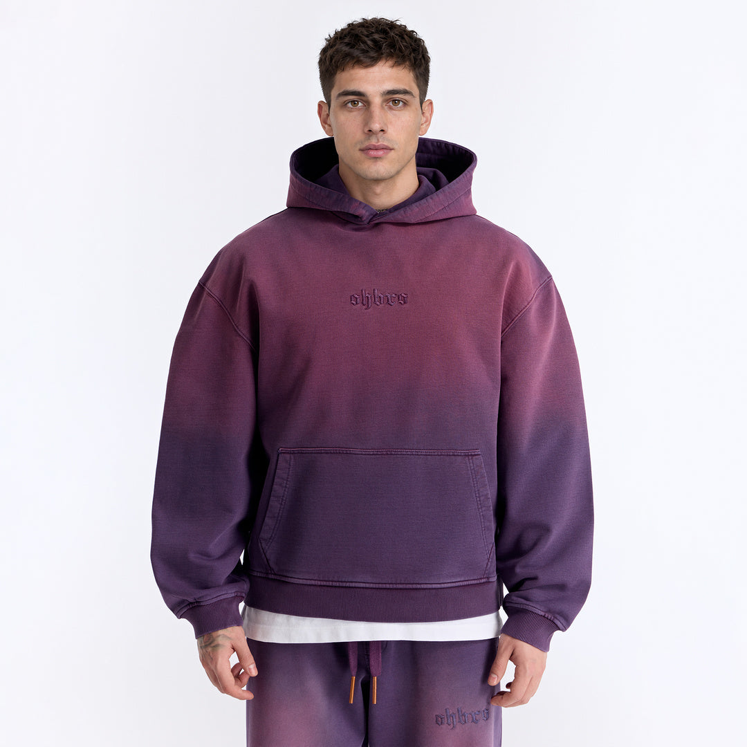Sun Fade Mor Kapüşonlu Boxy Fit Sweatshirt