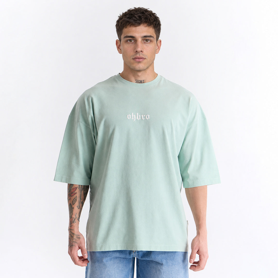 Mint Yeşili Klasik Logo Super Oversize Tişört