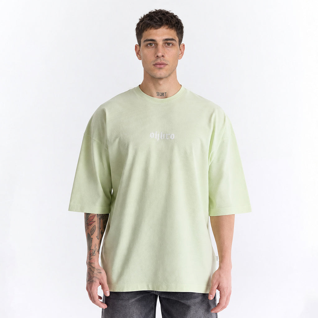 Su Yeşili Klasik Logo Super Oversize Tişört