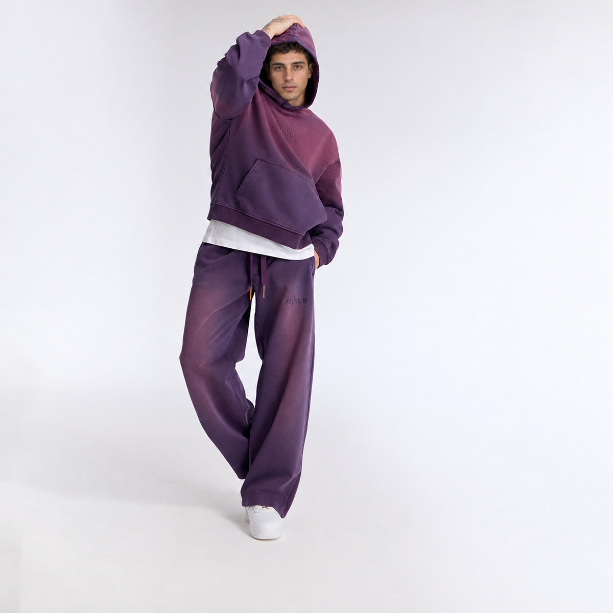 Sun Fade Mor Kapüşonlu Boxy Fit Sweatshirt