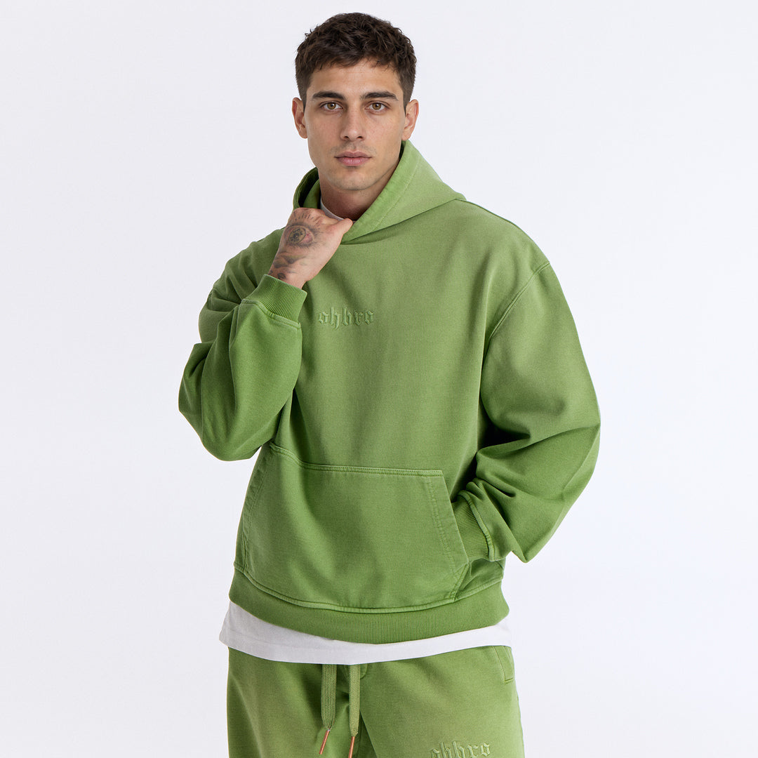 Sun Fade Yeşil Kapüşonlu Boxy Fit Sweatshirt