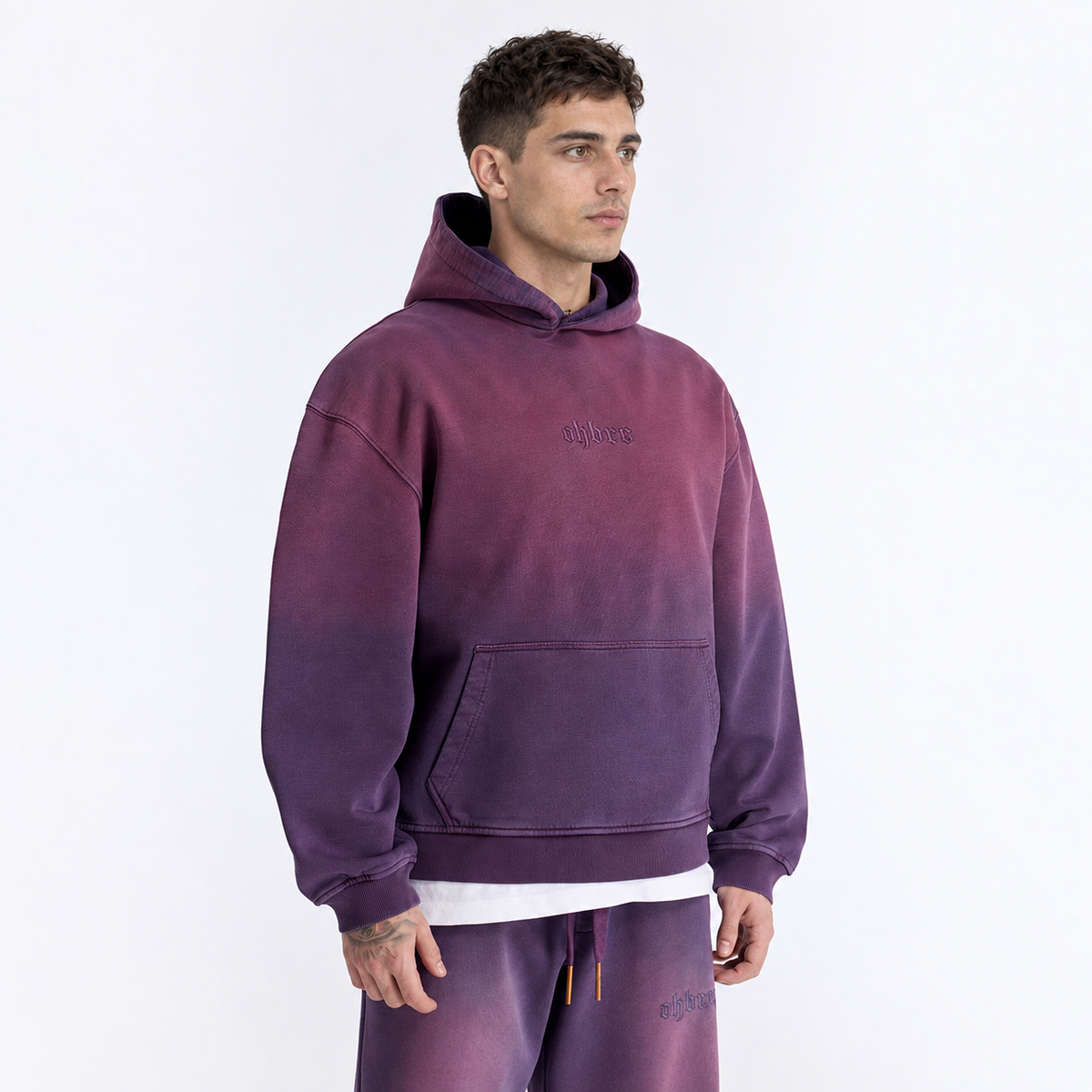 Sun Fade Mor Kapüşonlu Boxy Fit Sweatshirt