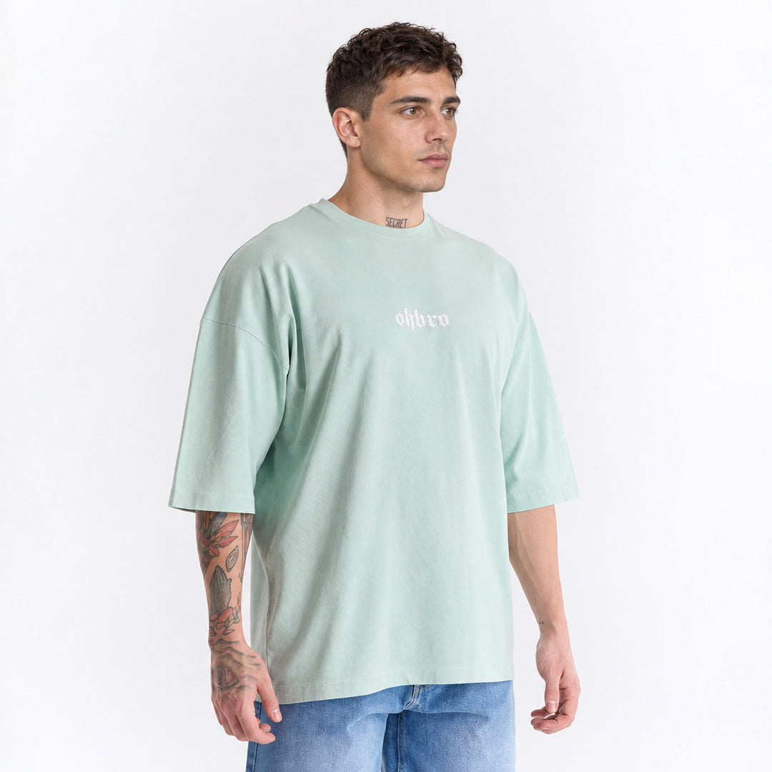 Mint Yeşili Klasik Logo Super Oversize Tişört