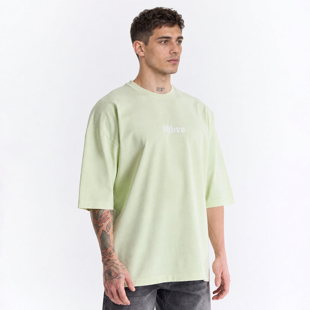 Su Yeşili Klasik Logo Super Oversize Tişört