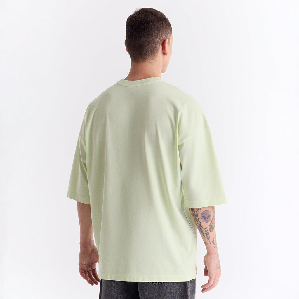 Su Yeşili Klasik Logo Super Oversize Tişört