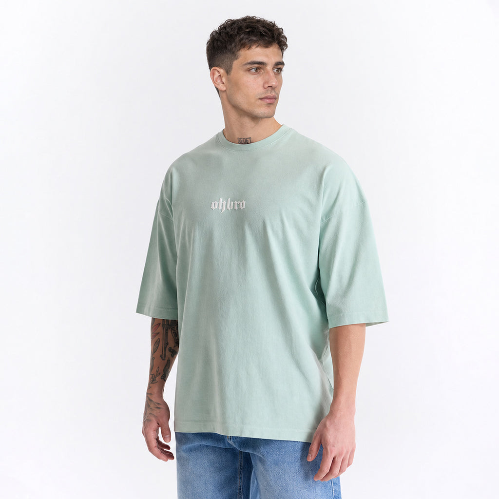 Mint Yeşili Klasik Logo Super Oversize Tişört