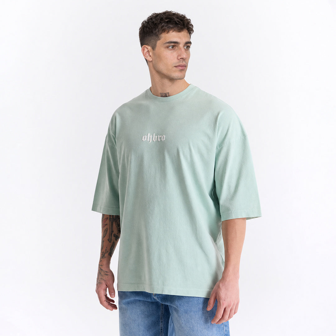 Mint Yeşili Klasik Logo Super Oversize Tişört