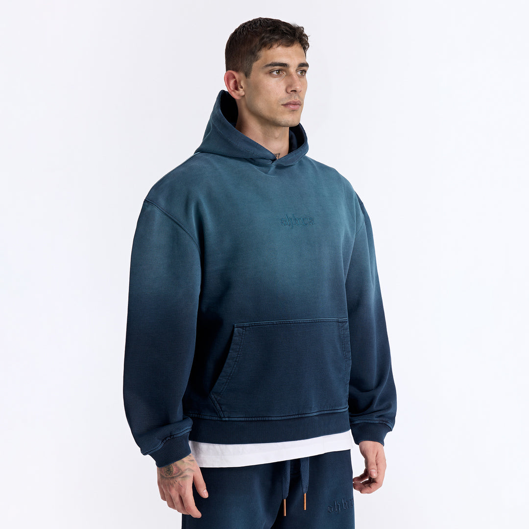 Sun Fade Lacivert Kapüşonlu Boxy Fit Sweatshirt