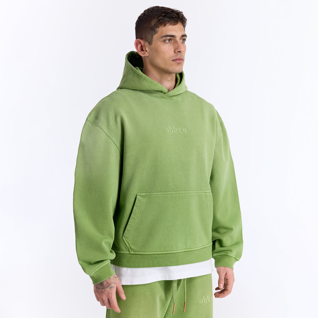 Sun Fade Yeşil Kapüşonlu Boxy Fit Sweatshirt