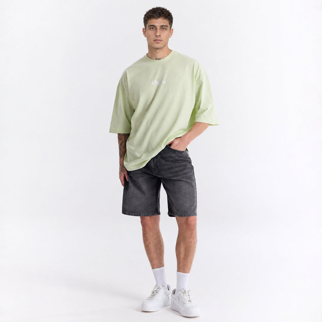 Su Yeşili Klasik Logo Super Oversize Tişört
