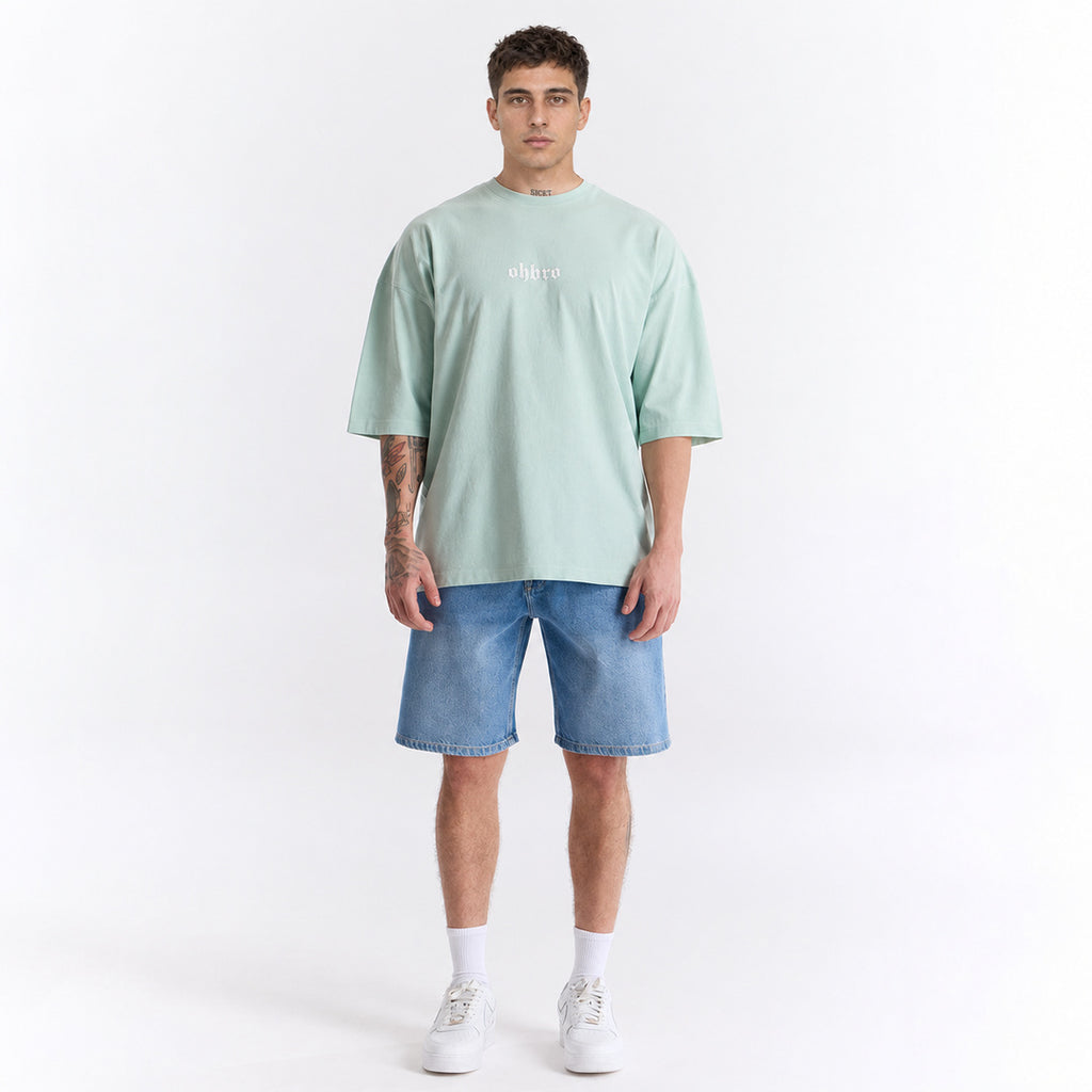 Mint Yeşili Klasik Logo Super Oversize Tişört