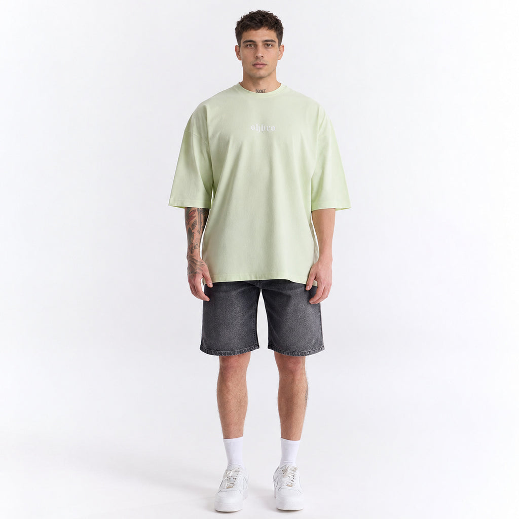 Su Yeşili Klasik Logo Super Oversize Tişört