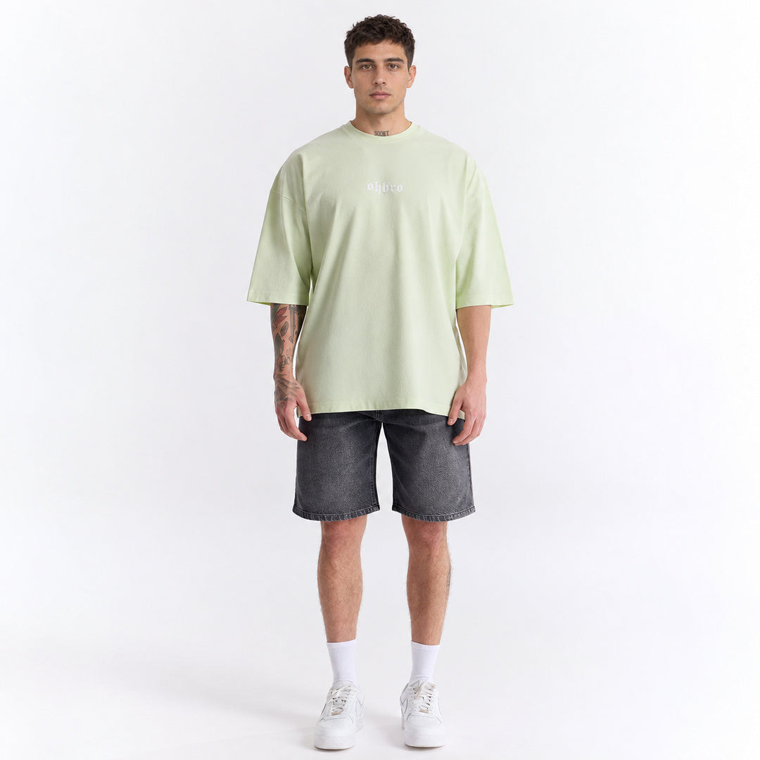 Su Yeşili Klasik Logo Super Oversize Tişört