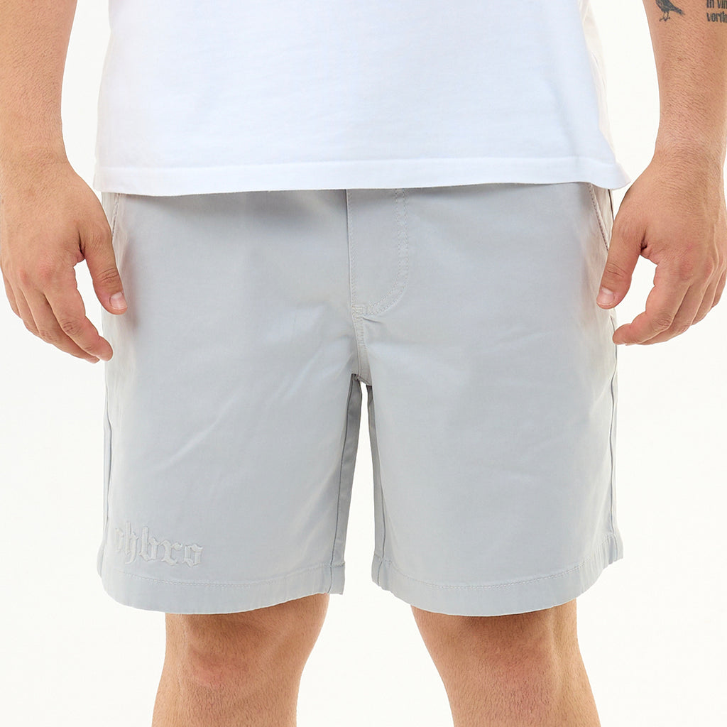 Taş Gri Nakış Logo Relaxed Fit Şort
