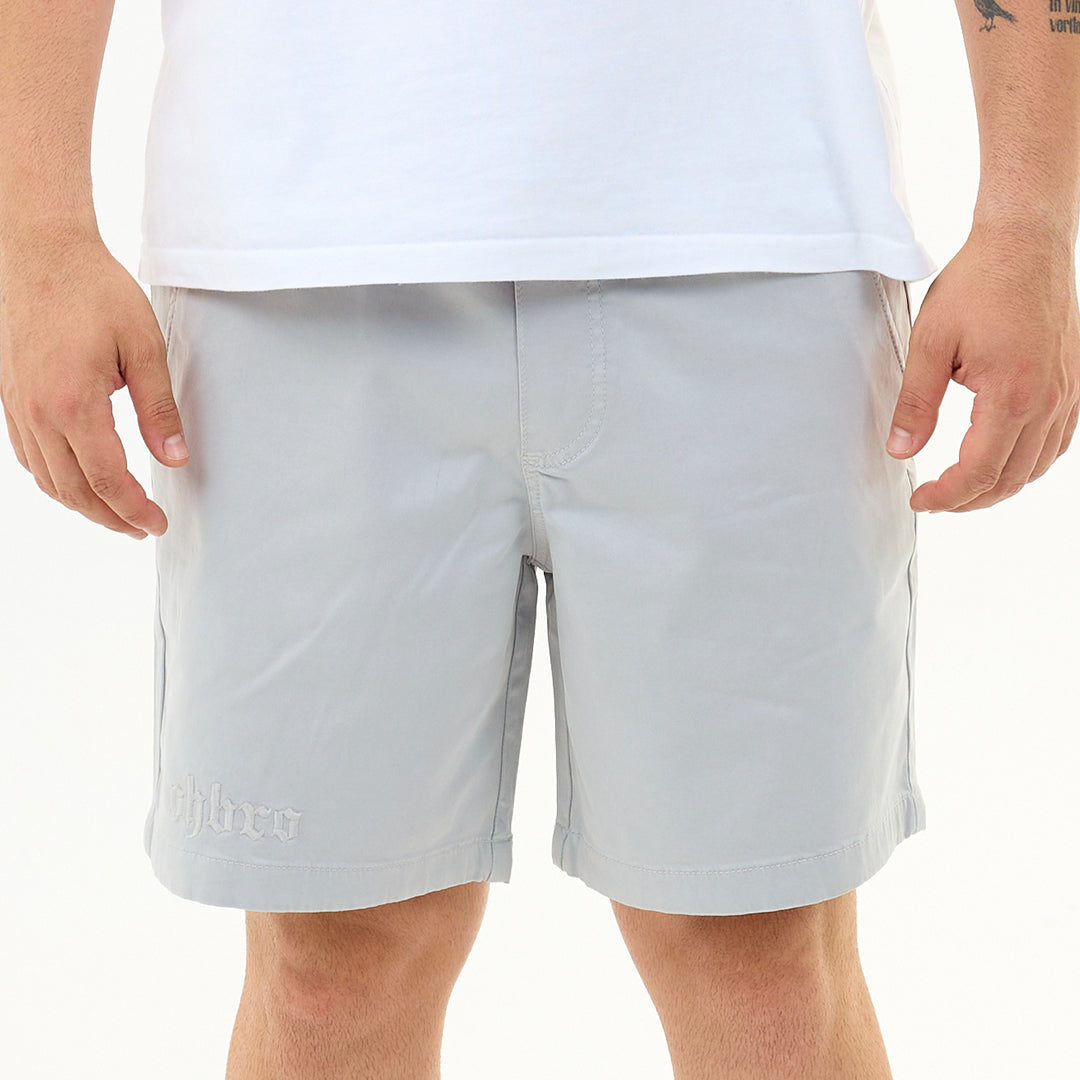 Taş Gri Nakış Logo Relaxed Fit Şort