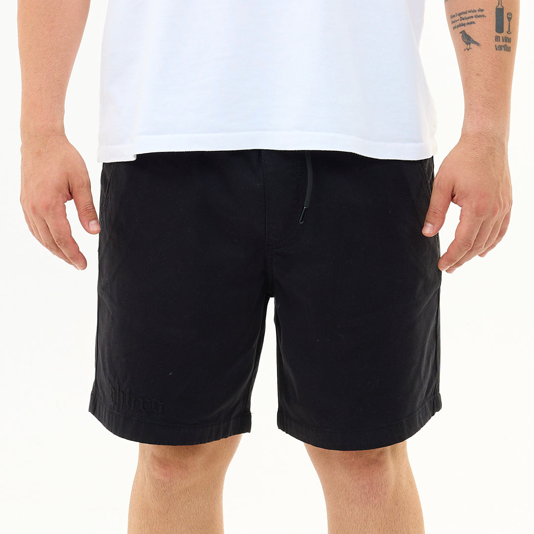 Siyah Nakış Logo Relaxed Fit Şort