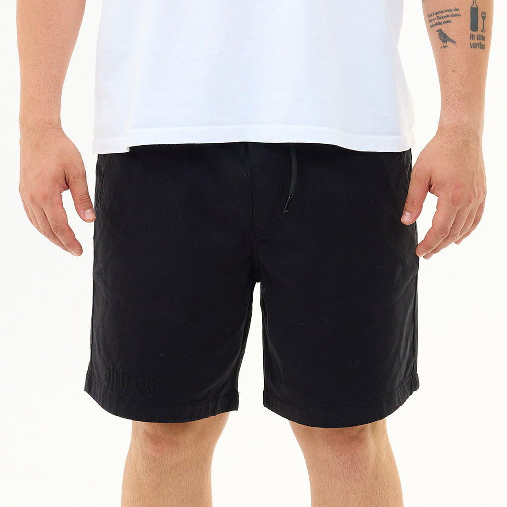 Siyah Nakış Logo Relaxed Fit Şort