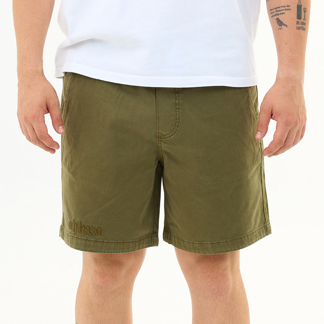 Haki Nakış Logo Relaxed Fit Şort