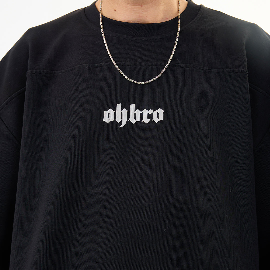 Siyah Klasik Logo Oversize Uzun Kollu Tişört