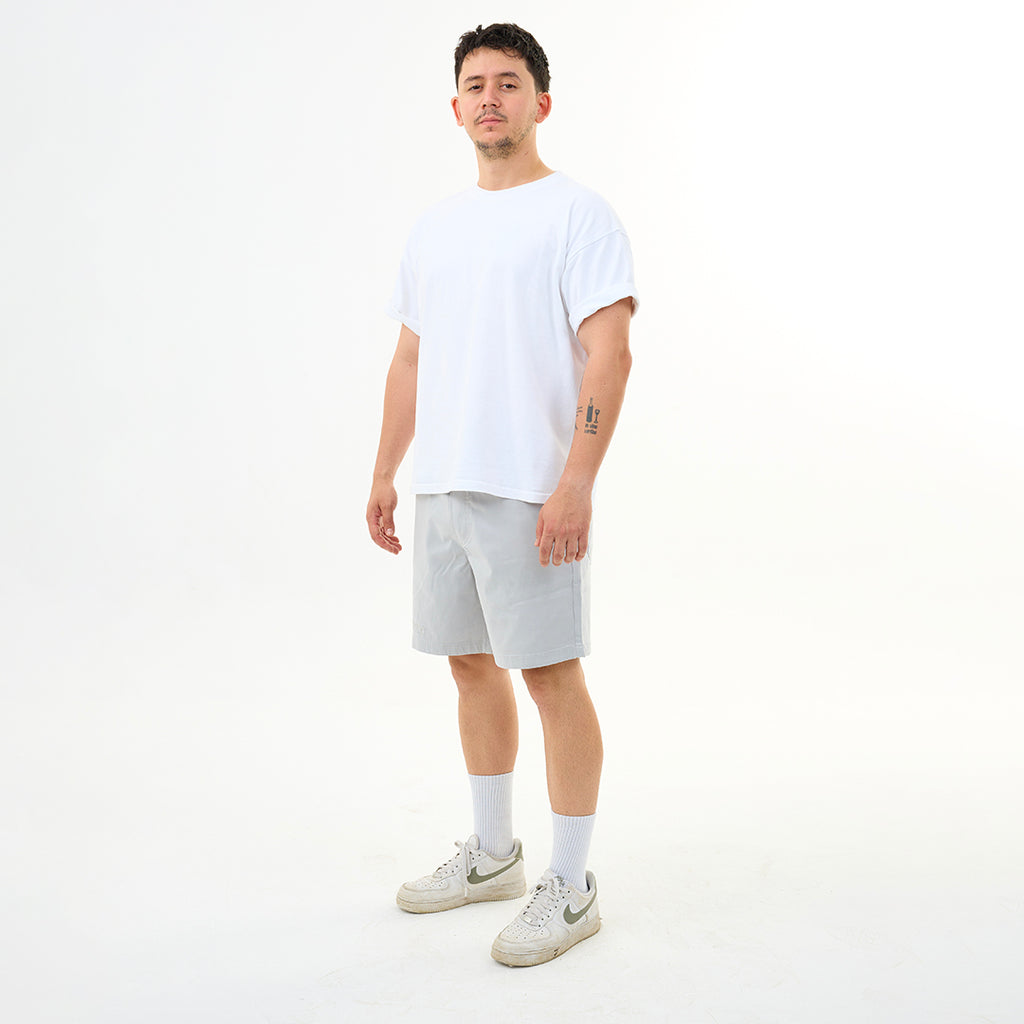 Taş Gri Nakış Logo Relaxed Fit Şort