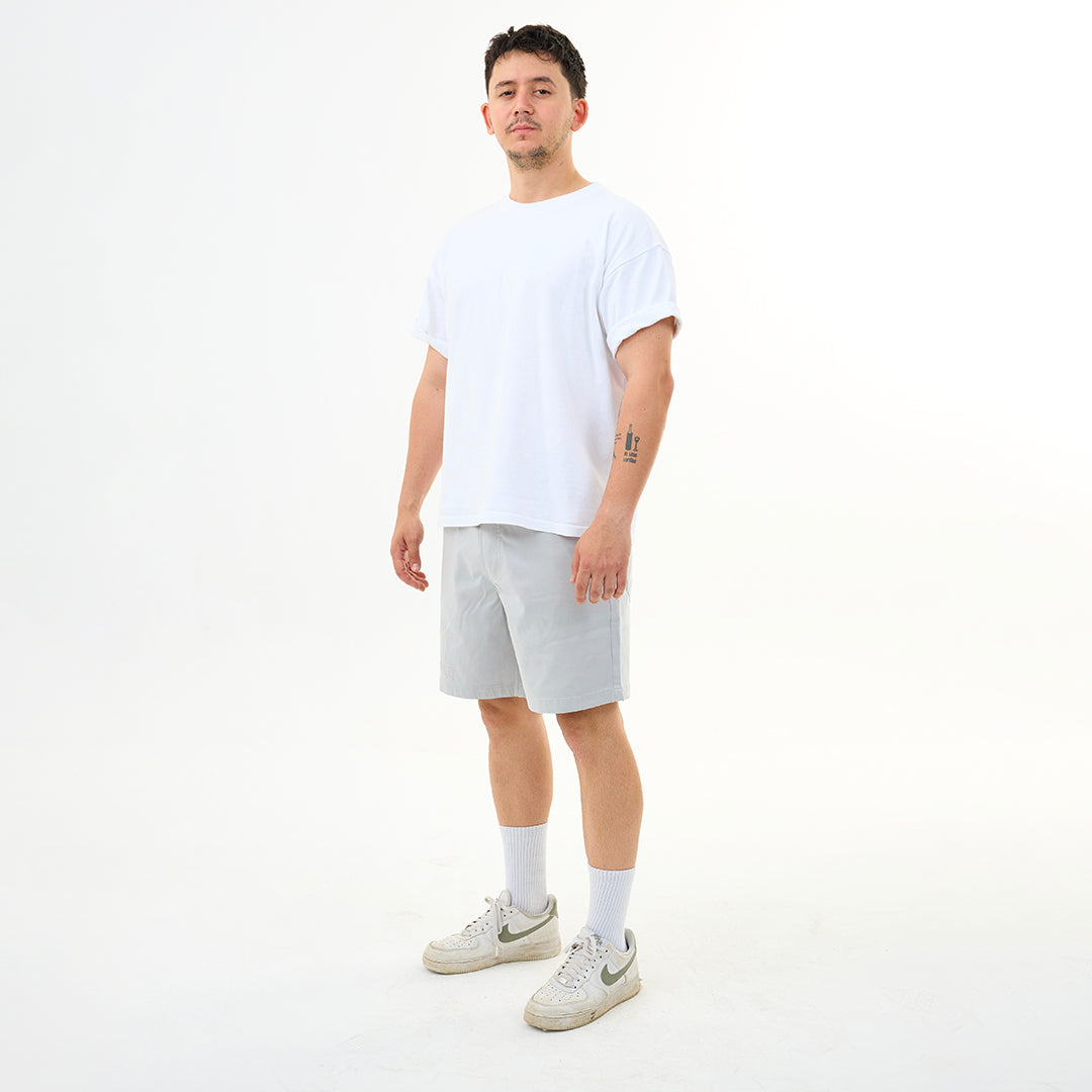 Taş Gri Nakış Logo Relaxed Fit Şort
