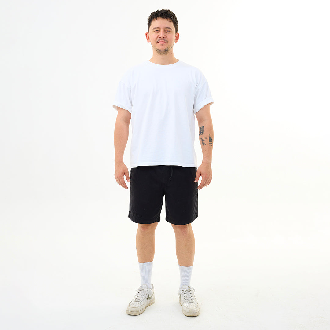 Siyah Nakış Logo Relaxed Fit Şort