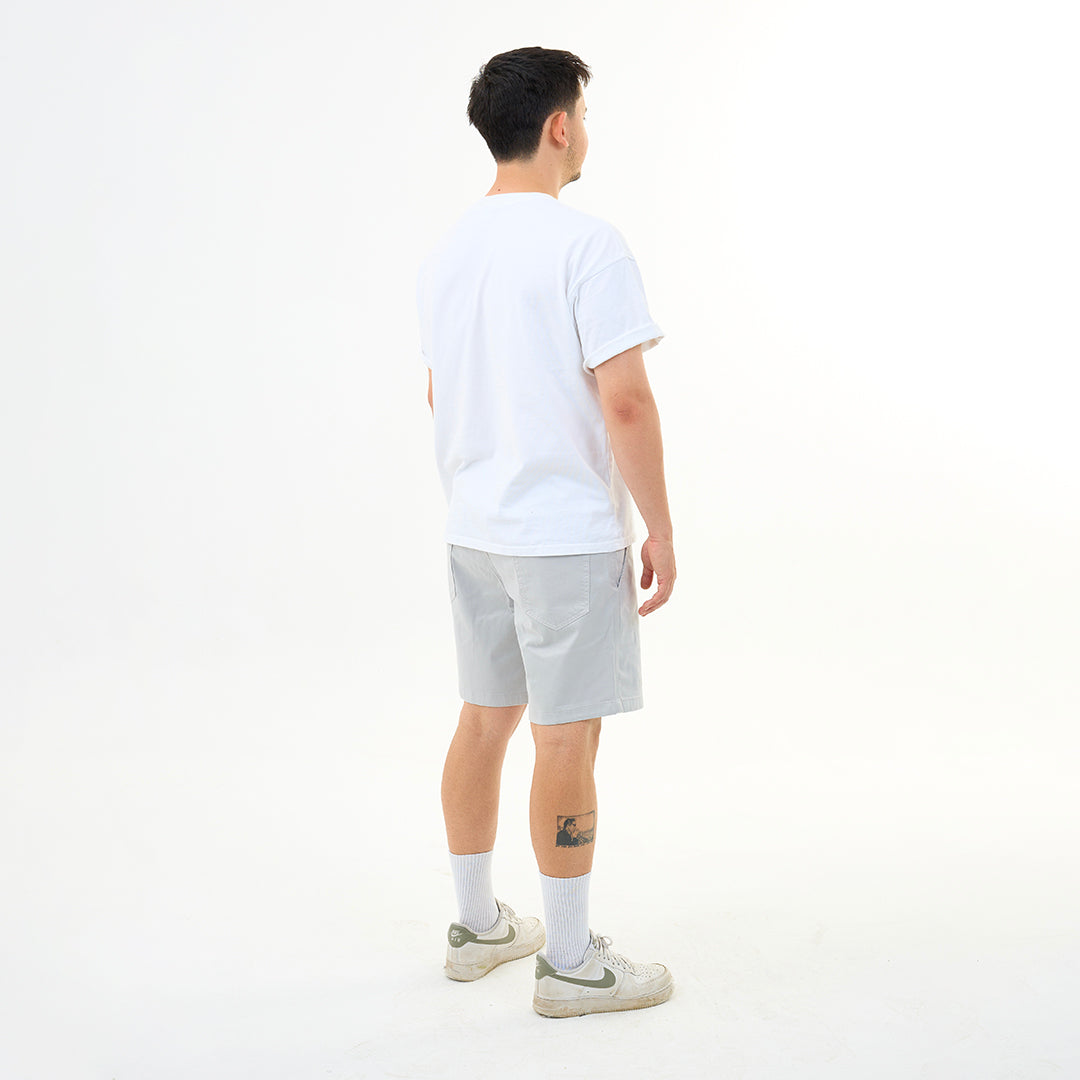 Taş Gri Nakış Logo Relaxed Fit Şort