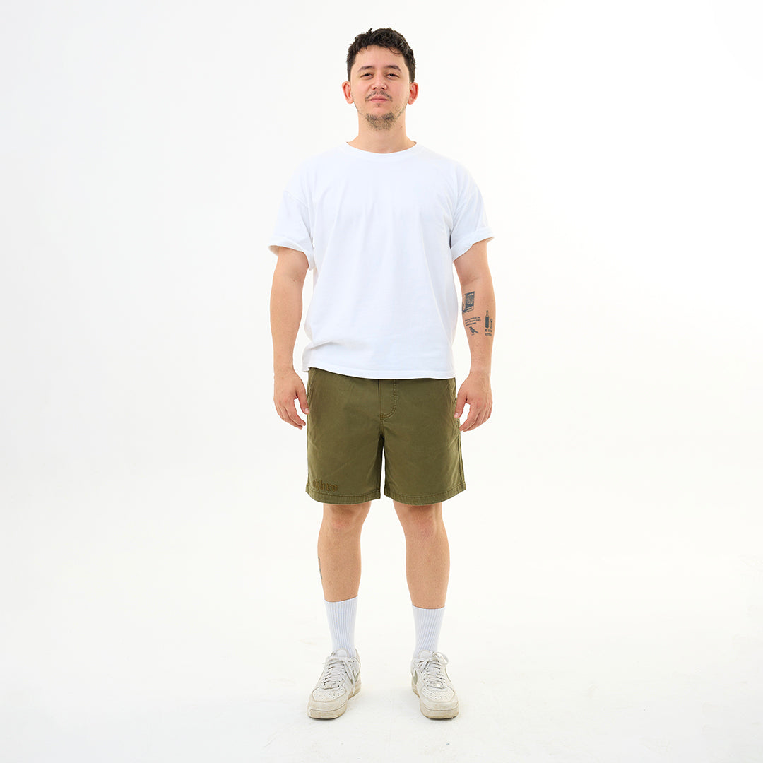 Haki Nakış Logo Relaxed Fit Şort