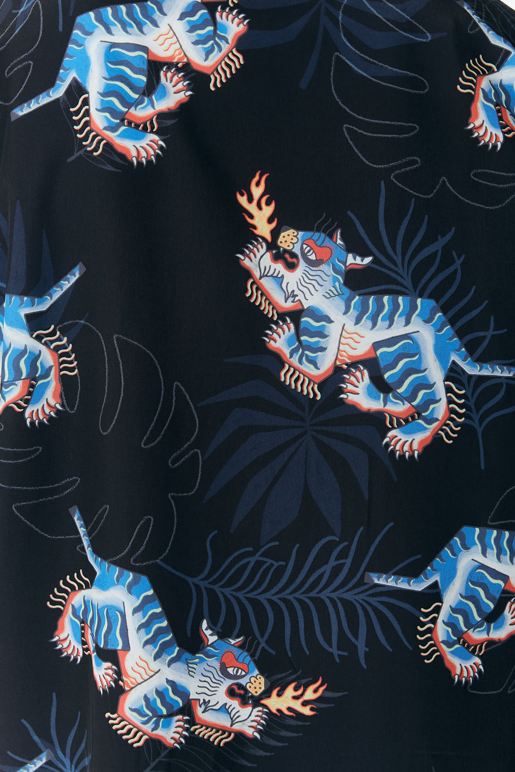 Kaplan Desenli Siyah Kimono Gömlek