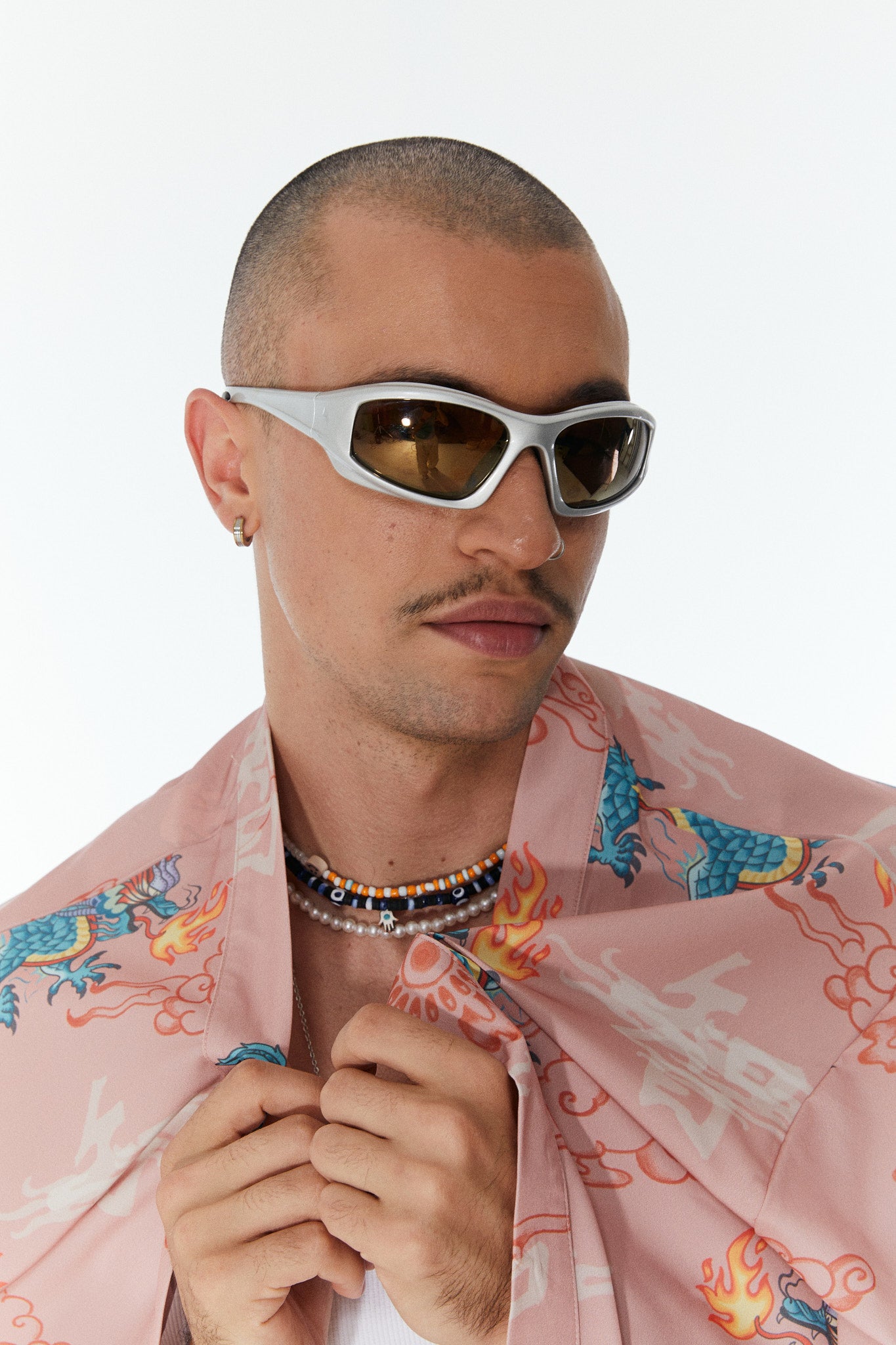 Ejderha Desenli Somon Rengi Kimono Gömlek