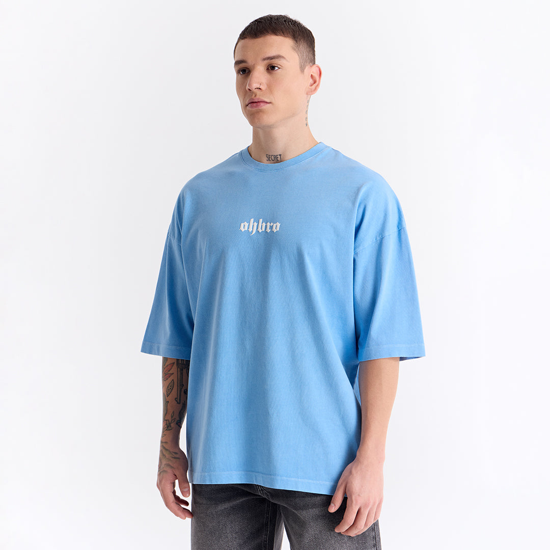 Bebek Mavi Klasik Logo Super Oversize Tişört