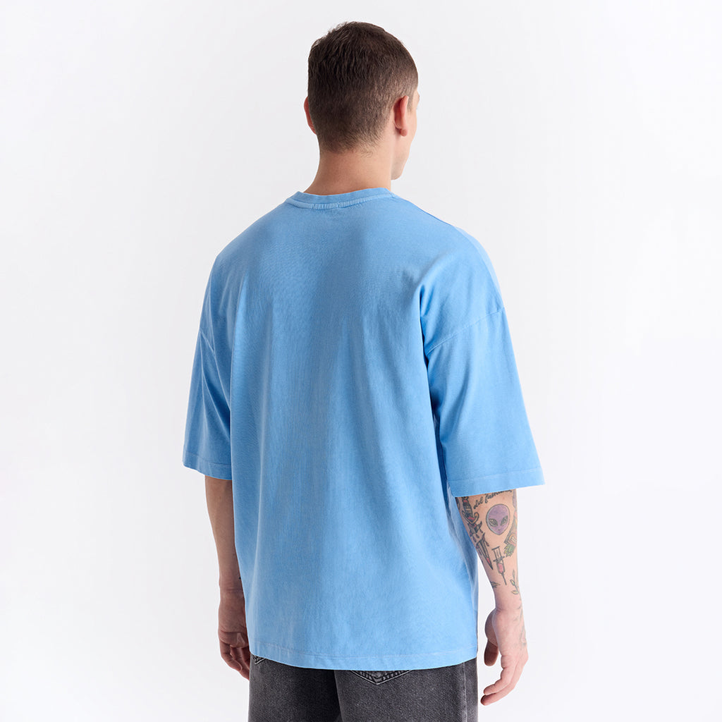 Bebek Mavi Klasik Logo Super Oversize Tişört