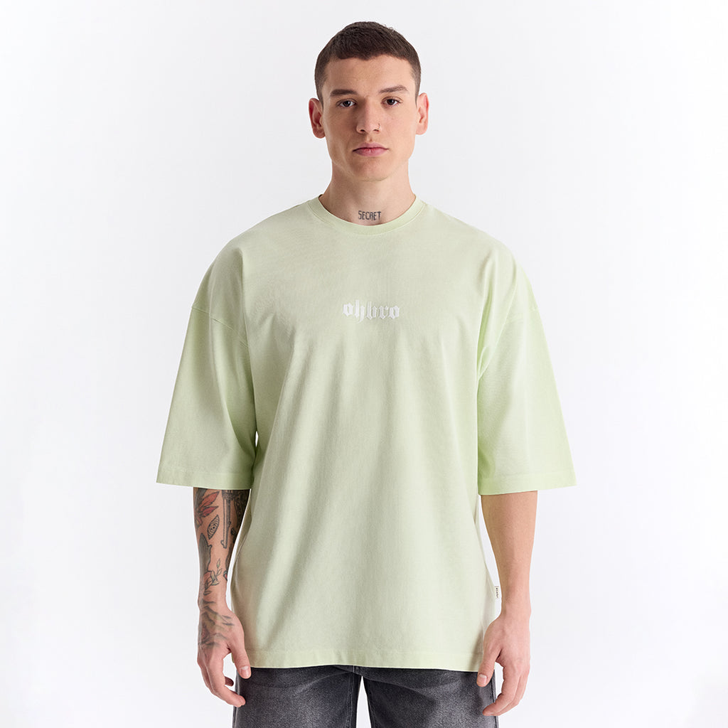 Su Yeşili Klasik Logo Super Oversize Tişört