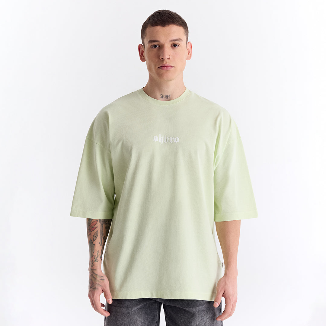 Su Yeşili Klasik Logo Super Oversize Tişört