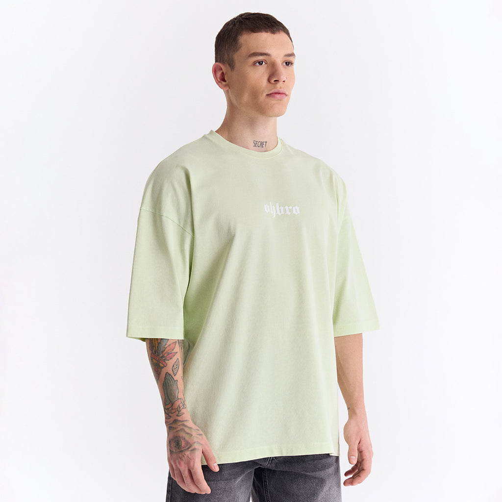 Su Yeşili Klasik Logo Super Oversize Tişört