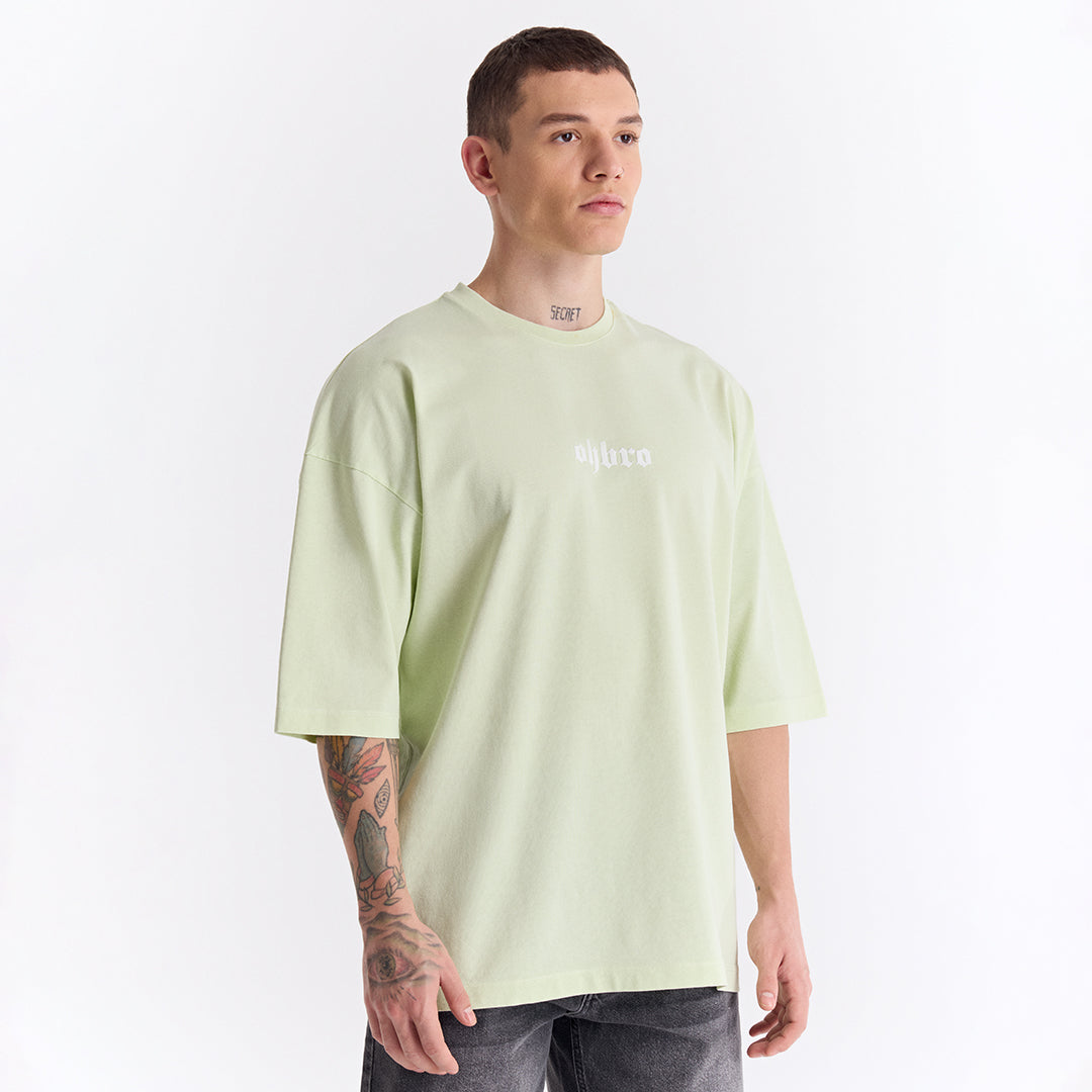 Su Yeşili Klasik Logo Super Oversize Tişört