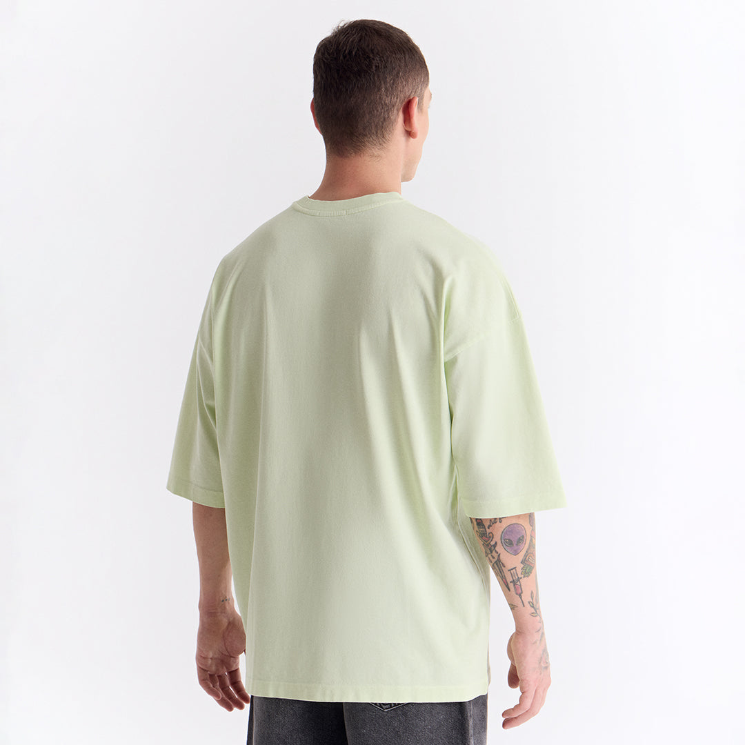 Su Yeşili Klasik Logo Super Oversize Tişört