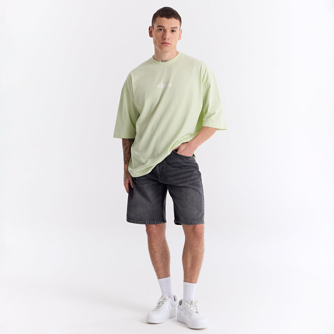 Su Yeşili Klasik Logo Super Oversize Tişört