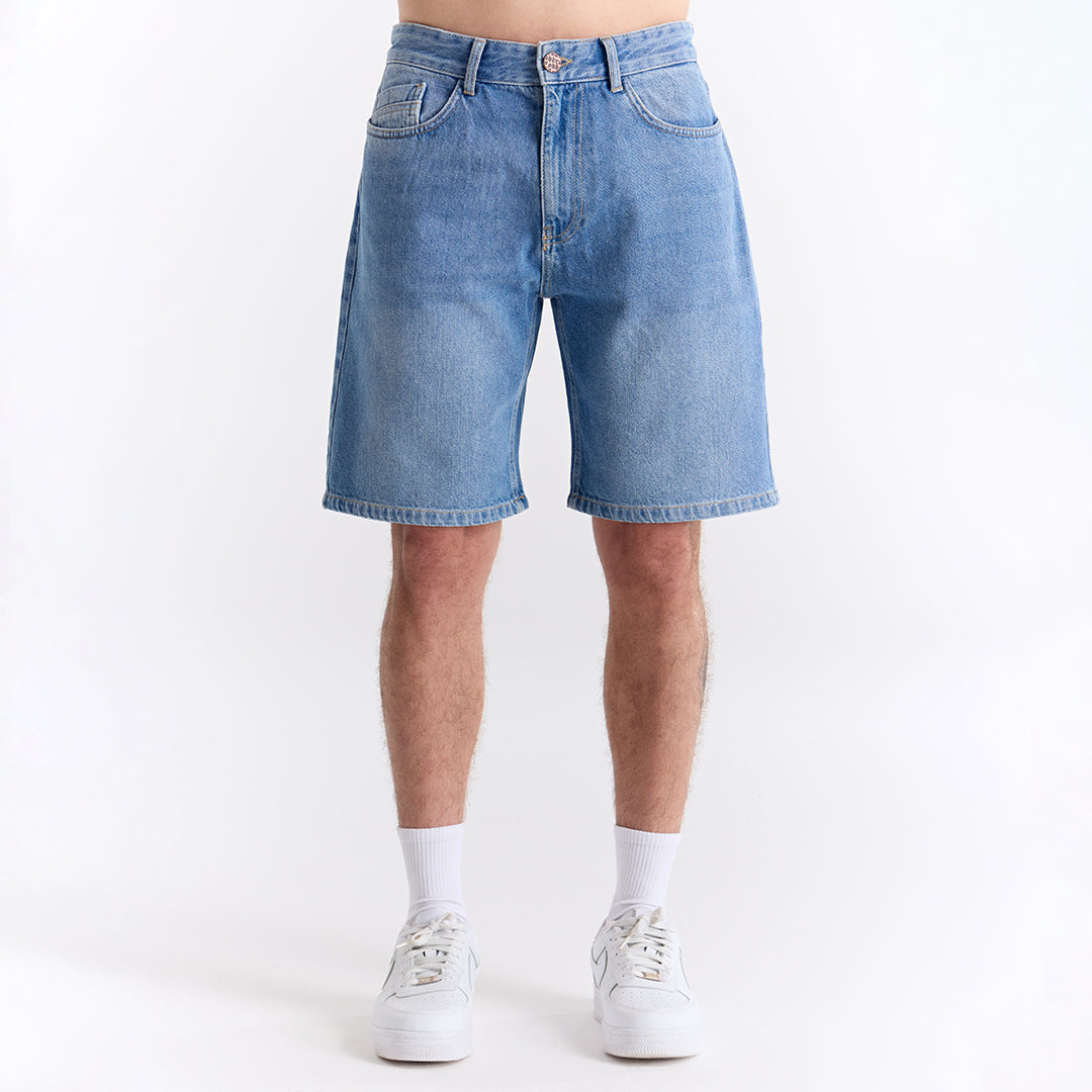 Mavi Straight Fit Kot Şort