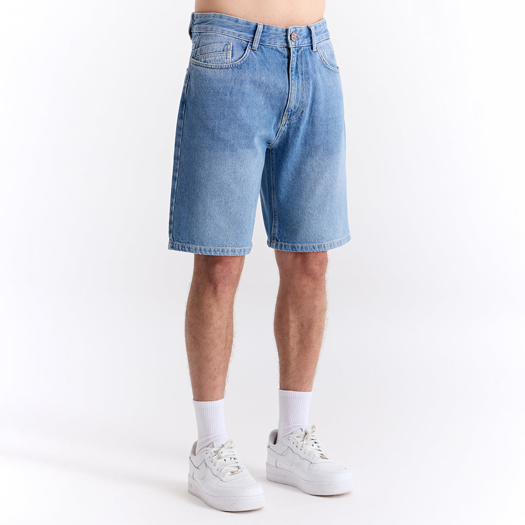 Mavi Straight Fit Kot Şort