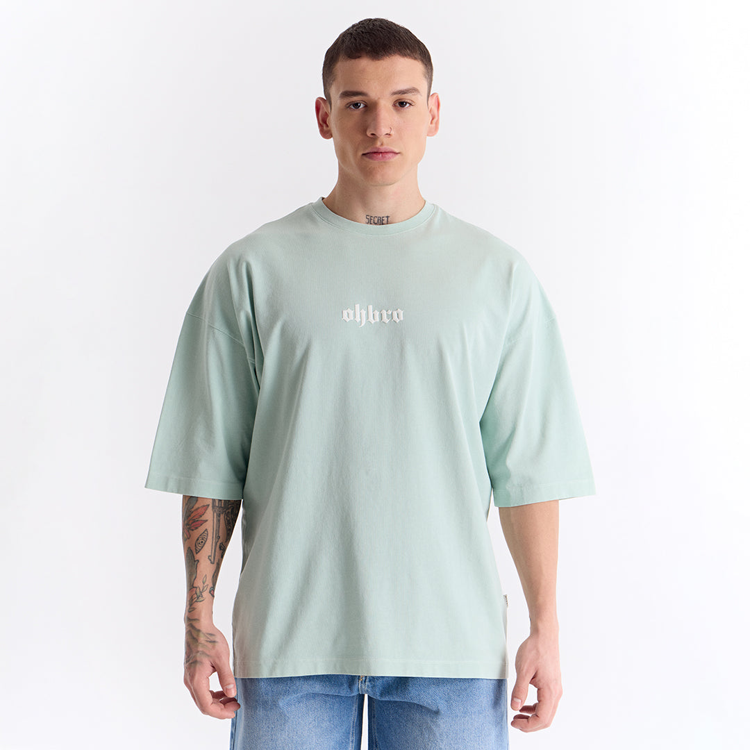 Mint Yeşili Klasik Logo Super Oversize Tişört