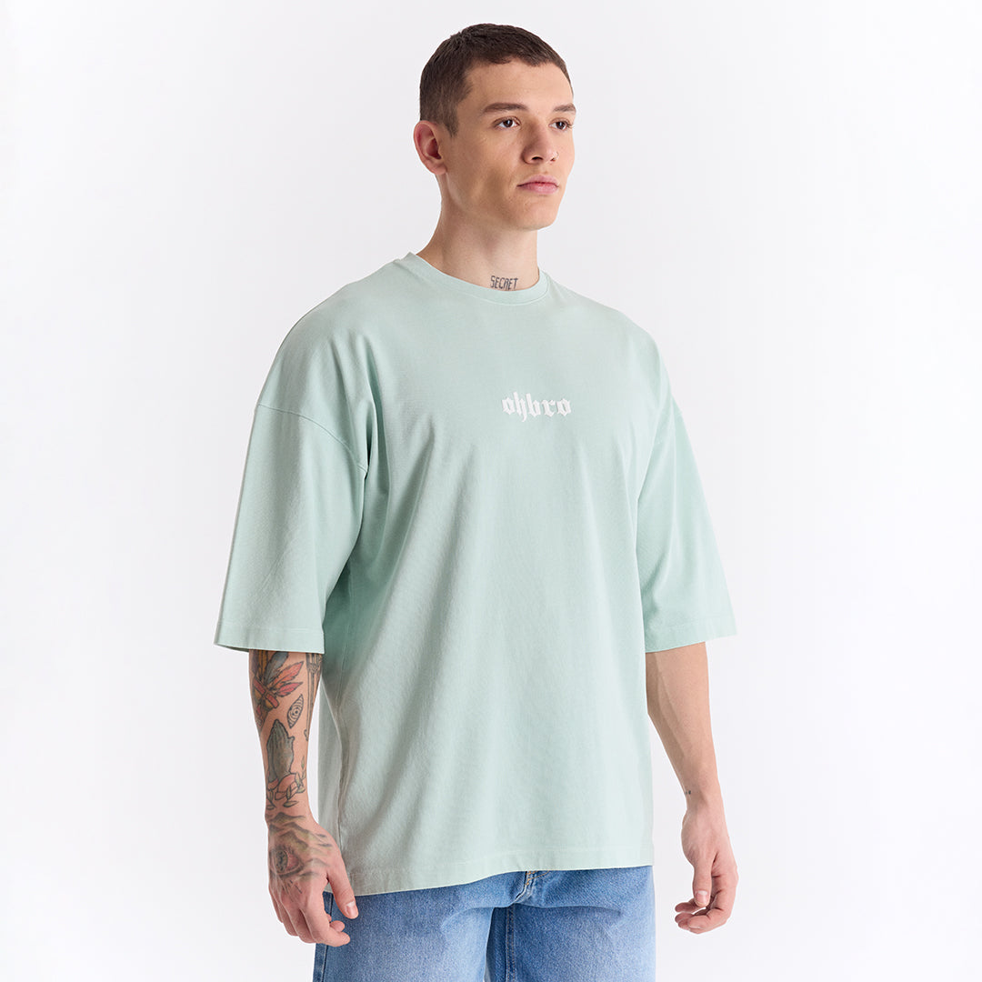 Mint Yeşili Klasik Logo Super Oversize Tişört