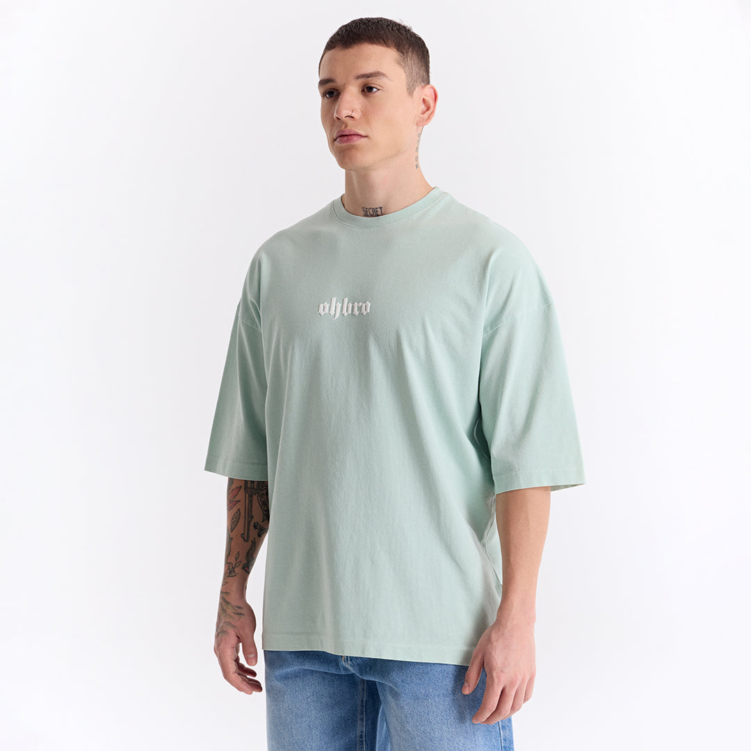 Mint Yeşili Klasik Logo Super Oversize Tişört