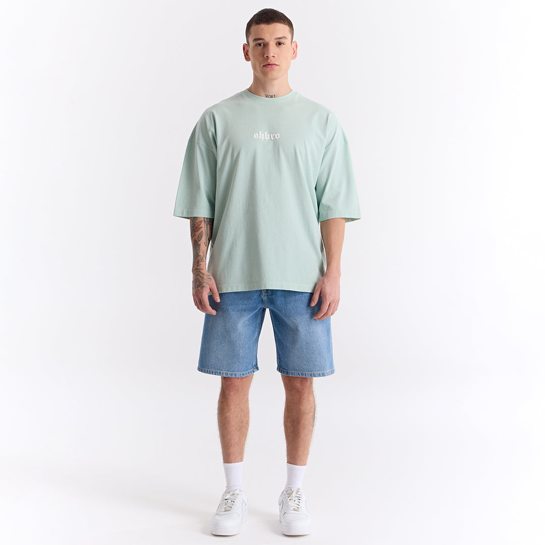 Mint Yeşili Klasik Logo Super Oversize Tişört
