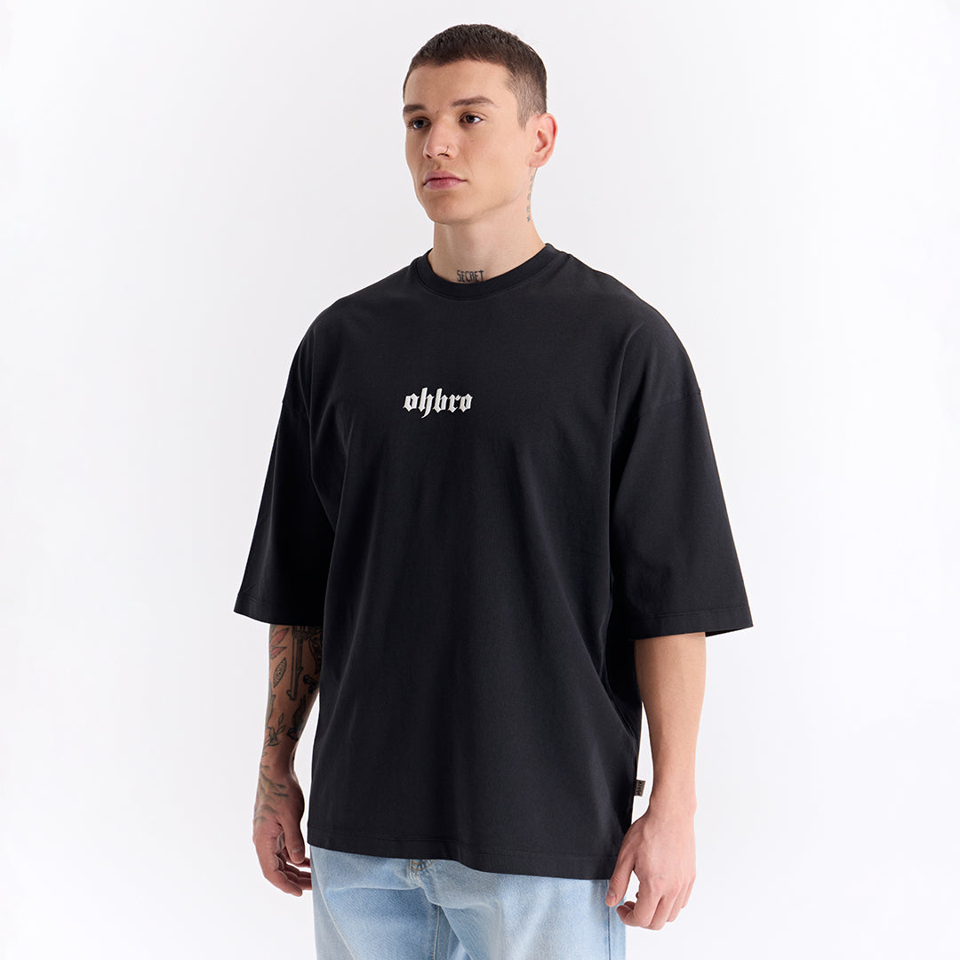 Siyah Klasik Logo Super Oversize Tişört