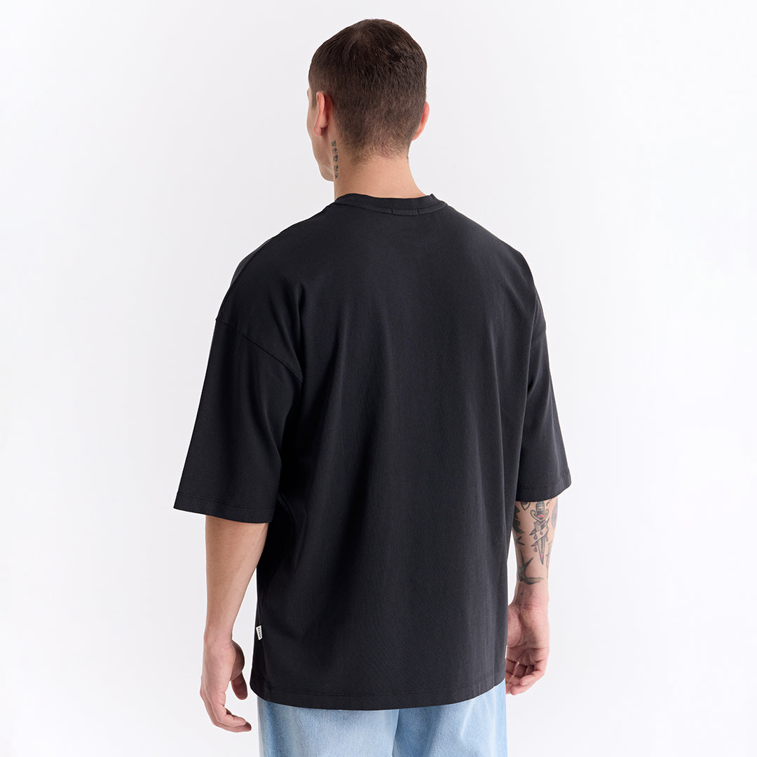 Siyah Klasik Logo Super Oversize Tişört