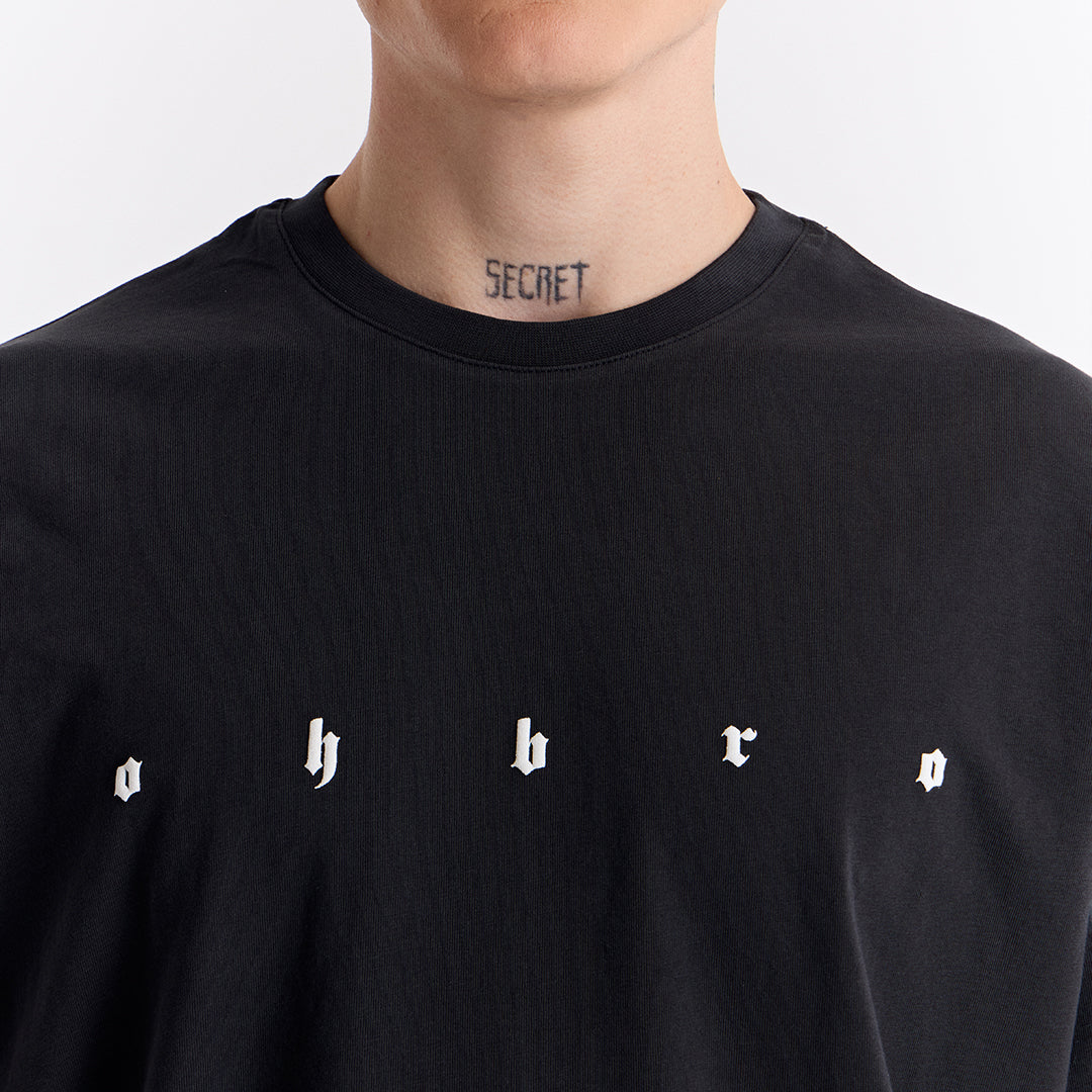 Siyah Uzun Logo Super Oversize Tişört